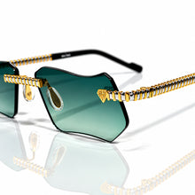Magic Glasses - Two-Tone Gold & Whitegold Plated | Luxury Green Shade | Diamond Shape Lens