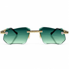 Magic Glasses - Two-Tone Gold & Whitegold Plated | Luxury Green Shade | Diamond Shape Lens