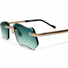 Magic Glasses - Two-Tone Gold & Whitegold Plated | Luxury Green Shade | Diamond Shape Lens