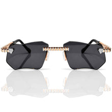 Magic Glasses - Two-Tone Whitegold & Rose Plated | Pitch Black Shade | Diamond Shape Lens