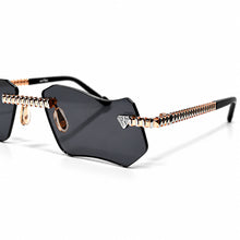 Magic Glasses - Two-Tone Whitegold & Rose Plated | Pitch Black Shade | Diamond Shape Lens