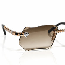 Magic Glasses - Two-Tone Whitegold & Rose Plated | Chocolate Brown Shade | Diamond Shape Lens
