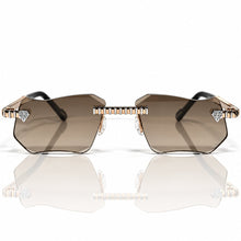 Magic Glasses - Two-Tone Whitegold & Rose Plated | Chocolate Brown Shade | Diamond Shape Lens