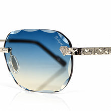 Nugget Glasses - Whitegold plated | Polished Diamond Cuts | Blue to Beige