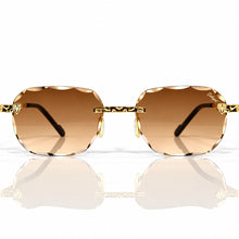 Nugget Glasses - Gold plated | Polished Diamond Cuts | Brown Ruby