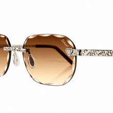 Nugget Glasses - Whitegold plated | Polished Diamond Cuts | Brown Ruby