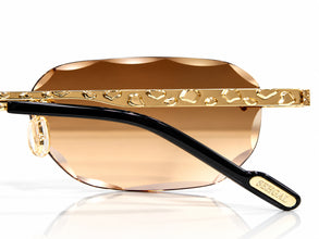 Nugget Glasses - Gold plated | Polished Diamond Cuts | Brown Ruby