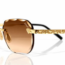 Nugget Glasses - Gold plated | Polished Diamond Cuts | Brown Ruby