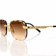Nugget Glasses - Gold plated | Polished Diamond Cuts | Brown Ruby