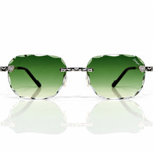 Nugget Glasses - Whitegold plated | Polished Diamond Cuts | Emarald Green
