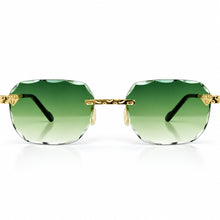 Nugget Glasses - Gold plated | Polished Diamond Cuts | Emarald Green