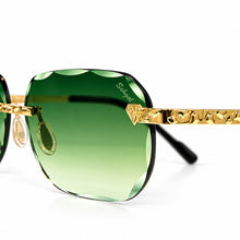 Nugget Glasses - Gold plated | Polished Diamond Cuts | Emarald Green
