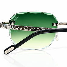 Nugget Glasses - Whitegold plated | Polished Diamond Cuts | Emarald Green