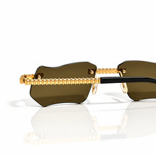 Magic Glasses - Gold Plated | Greenish Brown Shade | Diamond Shape Lens