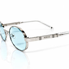 Ovoid Glasses - Whitegold Plated | Dubai Blue Shade | Polished Diamond Cut Lens