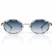 Ovoid Glasses - Whitegold Plated | Greyish Blue Shade | Polished Diamond Cut Lens