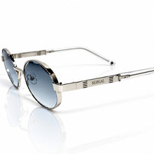 Ovoid Glasses - Whitegold Plated | Greyish Blue Shade | Polished Diamond Cut Lens