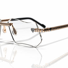 Magic Glasses - Two-Tone Whitegold & Rose Plated | Classy Transparant Shade | Diamond Shape Lens