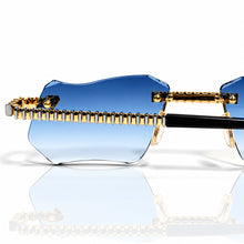 Magic Glasses - Two-Tone Whitegold & Rose Plated | Lavish Blue Shade | Diamond Shape Lens