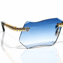 Magic Glasses - Two-Tone Whitegold & Rose Plated | Lavish Blue Shade | Diamond Shape Lens
