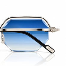 Elite Glasses - Whitegold plated | Polished Diamond Cuts | Magical Blue