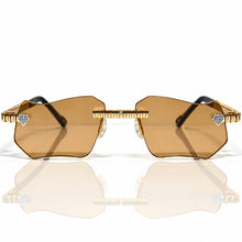 Magic Glasses - Two-Tone Whitegold & Rose Plated | Caramel Shade | Diamond Shape Lens