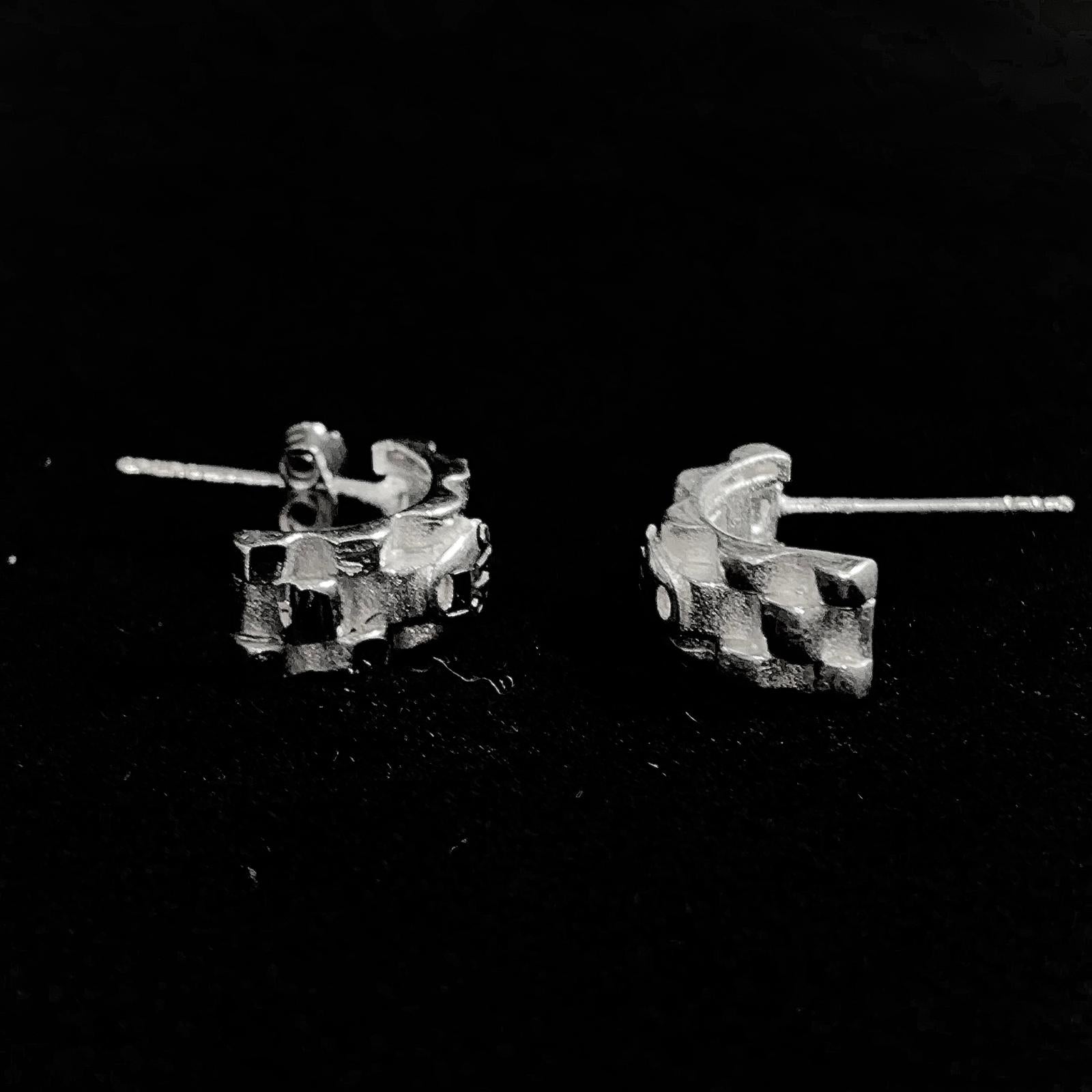 Crystal Square Studs Earrings - Silver 925