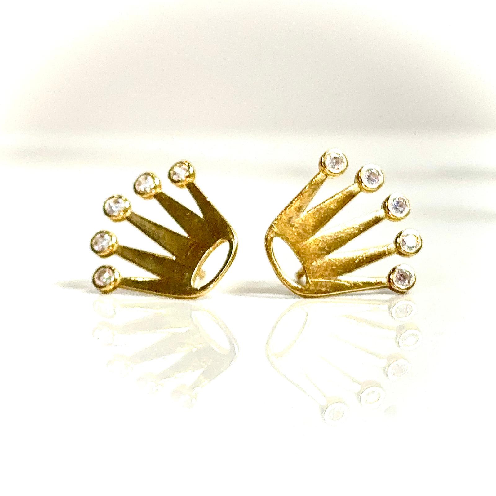 Crown Earrings Small - 14 carat gold EARV2