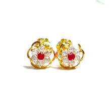 Ruby Blossom Studs Earring - 14 carat gold EARV2