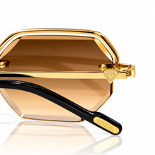 Elite Glasses - Gold plated | Polished Diamond Cuts | Brown Ruby