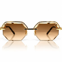 Elite Glasses - Gold plated | Polished Diamond Cuts | Brown Ruby