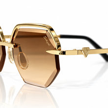 Elite Glasses - Gold plated | Polished Diamond Cuts | Brown Ruby