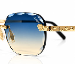 Nugget Glasses - Gold plated | Polished Diamond Cuts | Blue to Beige