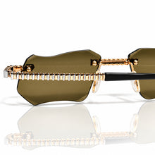 Magic Glasses - Two-Tone Whitegold & Rose Plated | Greenish Brown Shade | Diamond Shape Lens