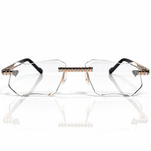 Magic Glasses - Two-Tone Whitegold & Rose Plated | Classy Transparant Shade | Diamond Shape Lens