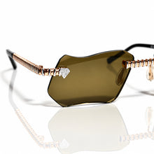 Magic Glasses - Two-Tone Whitegold & Rose Plated | Greenish Brown Shade | Diamond Shape Lens