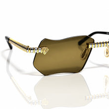 Magic Glasses - Two-Tone Whitegold & Gold Plated | Greenish Brown Shade | Diamond Shape Lens