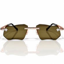 Magic Glasses - Two-Tone Whitegold & Rose Plated | Greenish Brown Shade | Diamond Shape Lens