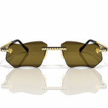 Magic Glasses - Two-Tone Whitegold & Gold Plated | Greenish Brown Shade | Diamond Shape Lens