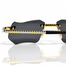 Magic Glasses - Two-Tone Whitegold & Gold Plated | Pitch Black Shade Shade | Diamond Shape Lens