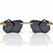 Magic Glasses - Two-Tone Whitegold & Gold Plated | Pitch Black Shade Shade | Diamond Shape Lens