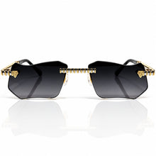 Magic Glasses - Two-Tone Whitegold & Gold Plated | Pitch Black Shade | Diamond Shape Lens