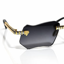 Magic Glasses - Two-Tone Whitegold & Gold Plated | Pitch Black Shade | Diamond Shape Lens