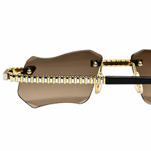 Magic Glasses - Two-Tone Whitegold & Gold Plated | Chocolate Brown Shade | Diamond Shape Lens
