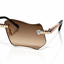 Magic Glasses - Two-Tone Whitegold & Rose Plated | Chocolate Brown Shade | Diamond Shape Lens