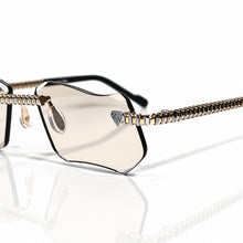 Magic Glasses - Two-Tone Whitegold & Rose Plated | Gradient Beige Shade | Diamond Shape Lens