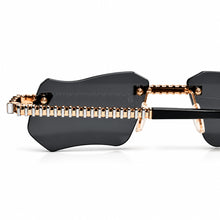 Magic Glasses - Two-Tone Whitegold & Rose Plated | Pitch Black Shade | Diamond Shape Lens