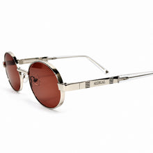 Ovoid Glasses - Whitegold Plated | Ruby Brown Shade | Polished Diamond Cut Lens