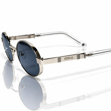 Ovoid Glasses - Whitegold Plated | Dark Grey Shade | Polished Diamond Cut Lens