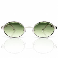 Ovoid Glasses - Whitegold Plated | Green Gradient Shade | Diamond Cut Lens